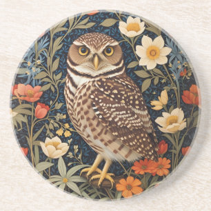 Beautiful Burrowing Owl William Morris Inspiriert Getränkeuntersetzer
