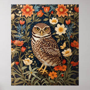 Beautiful Burrowing Owl William Morris Inspiriert Poster
