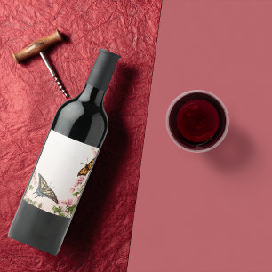 Beautiful Butterflies Floral Wine Label Weinetikett