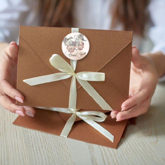 Beautiful Butterfly Brautparty Vielen Dank Runder Aufkleber (Von Creator hochgeladen)