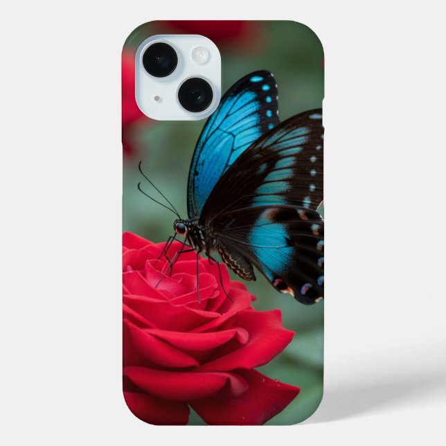 Beautiful Butterfly Red Rose - Case-Mate iPhone Hülle (Rückseite)