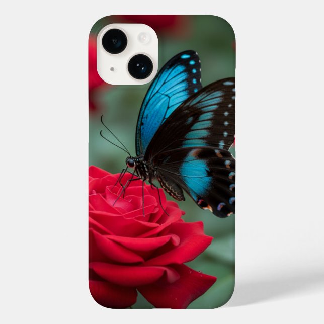 Beautiful Butterfly Red Roses - Stunning Case-Mate iPhone Hülle (Rückseite)