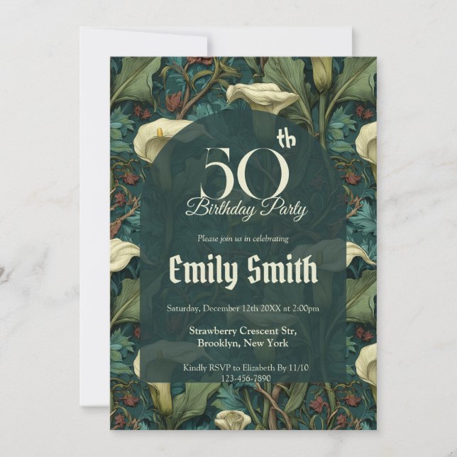 Beautiful Call Lilies Flower Teen Birthday Einladung (Vorderseite)