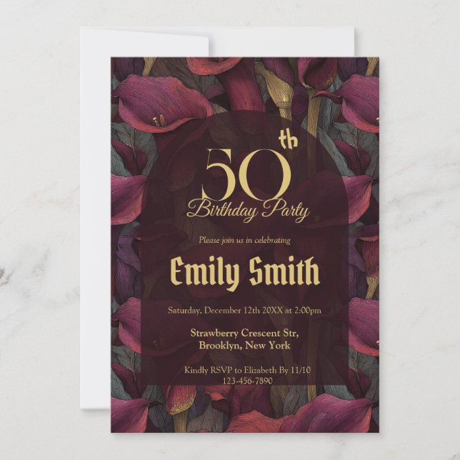 Beautiful CallLilies Aesthetic First Birthday Gift Einladung (Vorderseite)