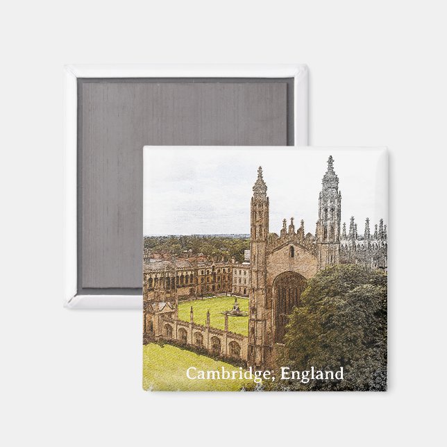 Beautiful Cambridge England UK Panorama View Magnet (Vorderseite/Rückseite)