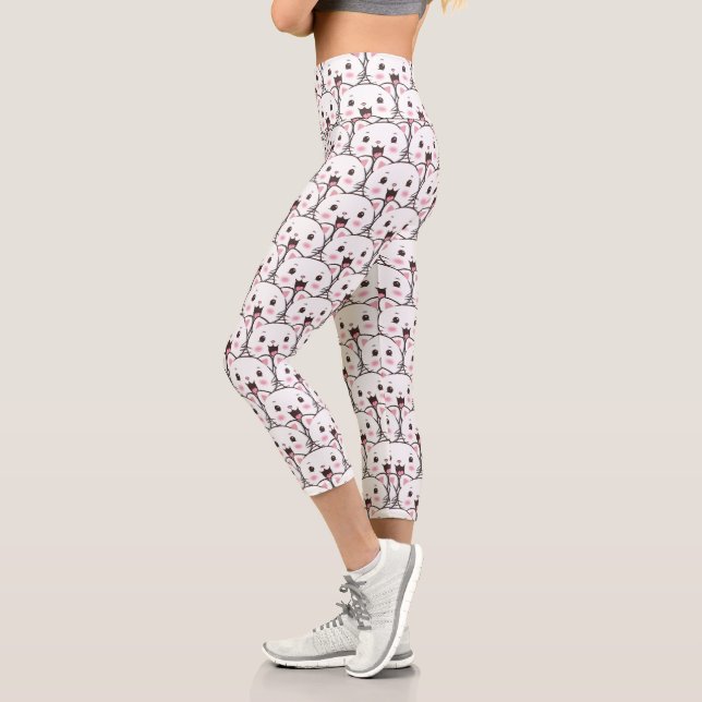Beautiful Cat Face Cartoon Pattern Capri Leggings (Links)