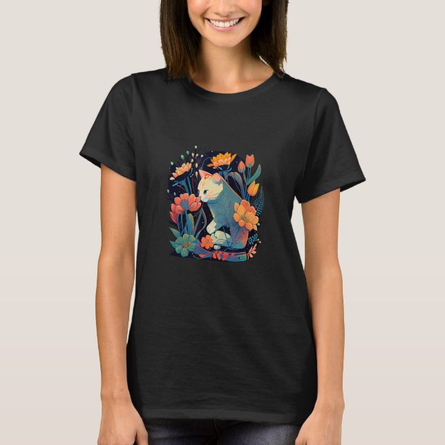 Beautiful Cat Kitten in a Flower Garden Frame Moth T-Shirt (Vorderseite)