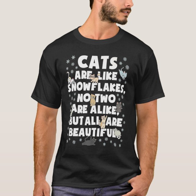 Beautiful Cat Snowflakes Kitten T-Shirt (Vorderseite)