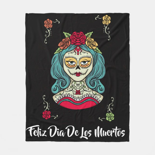 Beautiful Catrina Feliz Día de Muertos Fleecedecke (Vorderseite)