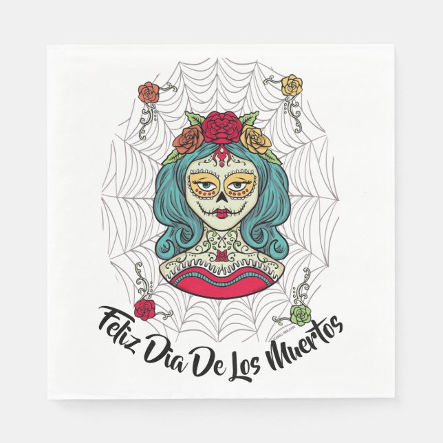 Beautiful Catrina Feliz Día de Muertos Serviette (Vorderseite)