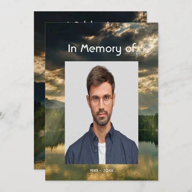 Beautiful Celebration of Life Service  Lake Beach Einladung (Vorne/Hinten)