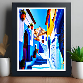 Beautiful Chefchaoue Marokko Blue City Pop Art Poster