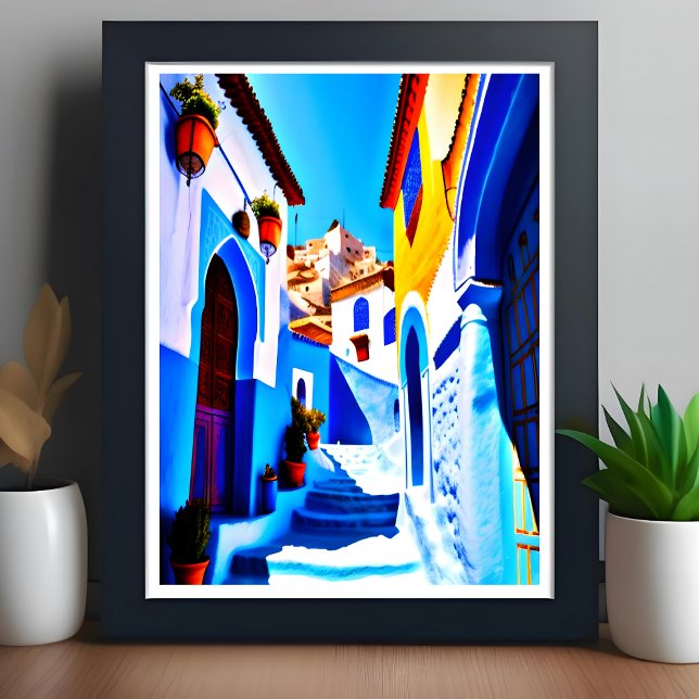 Beautiful Chefchaoue Marokko Blue City Pop Art Poster (Von Creator hochgeladen)