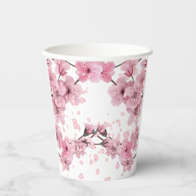 Beautiful Cherry Blossom Mixed Medium Print Pappbecher (Vorderseite)