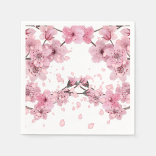 Beautiful Cherry Blossom Mixed Medium Print Serviette