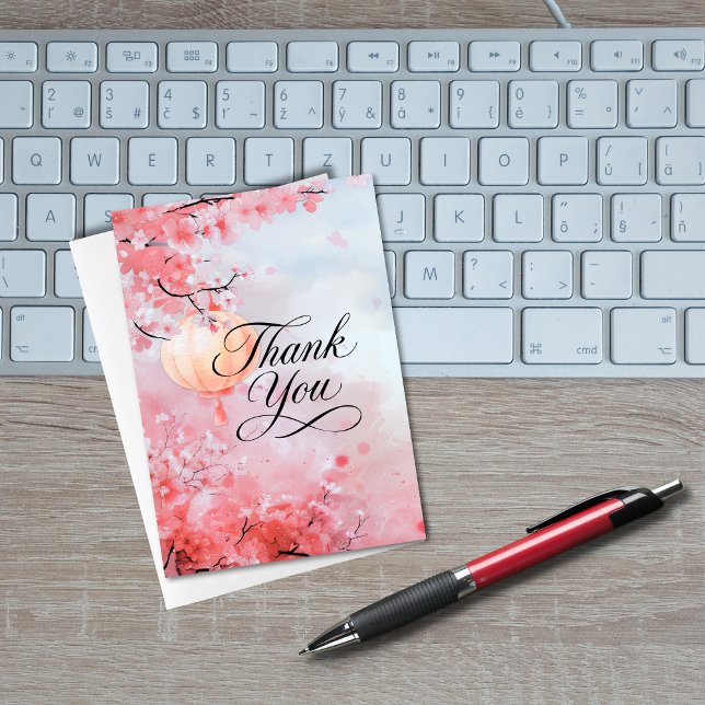 Beautiful Cherry Blossom Watercolor Thank You Card Dankeskarte (Von Creator hochgeladen)