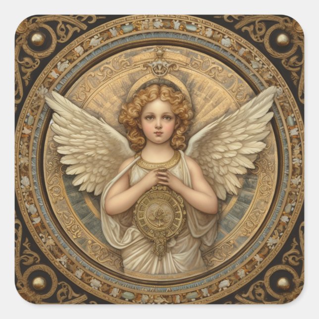 Beautiful Cherub Angel Quadratischer Aufkleber (Vorderseite)
