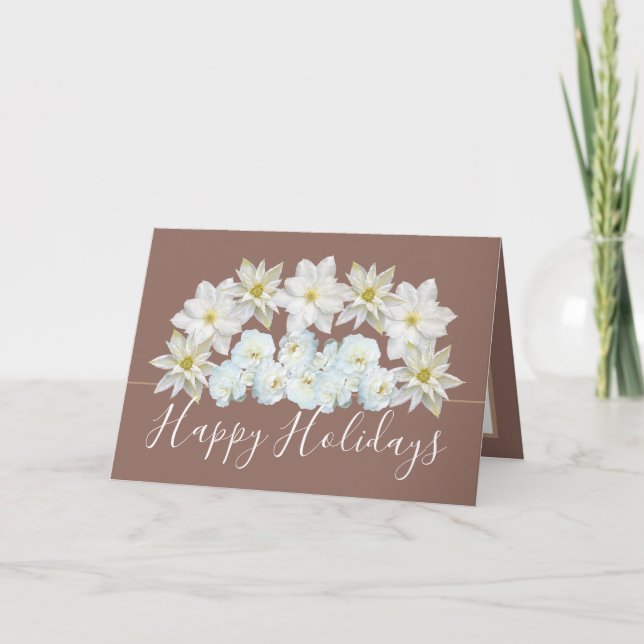 Beautiful Chic Floral Bouquet White Flower Holiday Karte (Vorderseite)