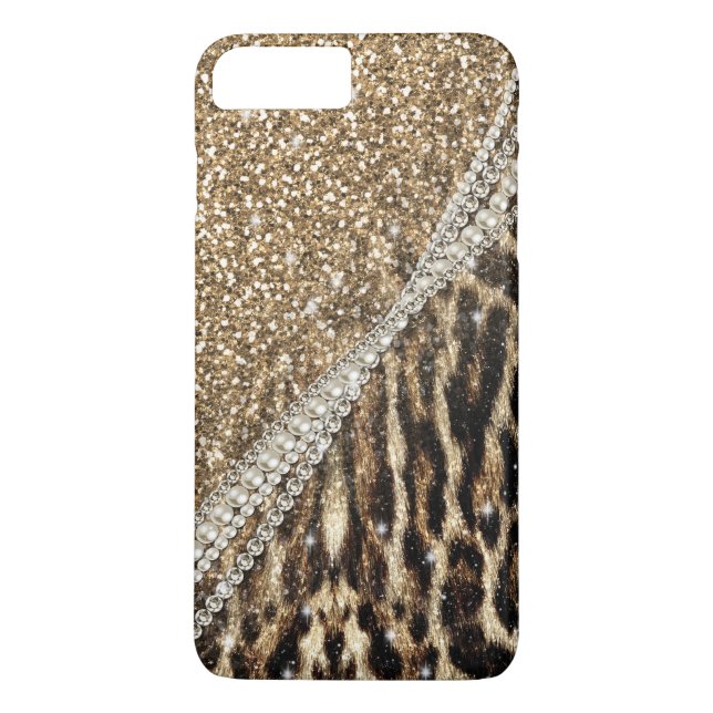 Beautiful Chic Girl Leopard Print Gold Glitzer Case-Mate iPhone Hülle (Rückseite)