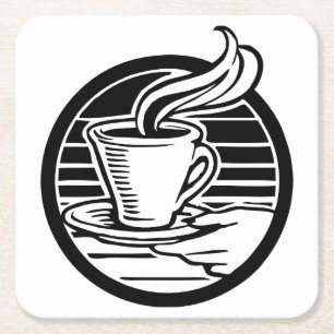 Beautiful Coffee Cup & Saucer Zeichnend Untersetze Rechteckiger Pappuntersetzer
