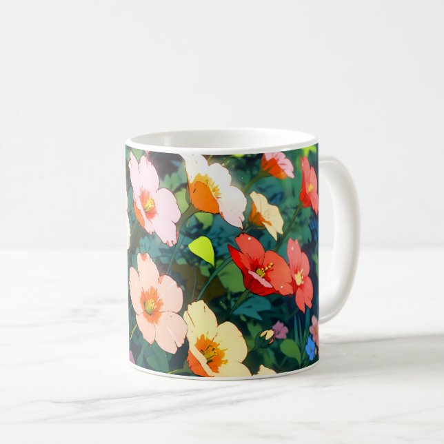 Beautiful colorful anime flowers kaffeetasse (VorderseiteRechts)