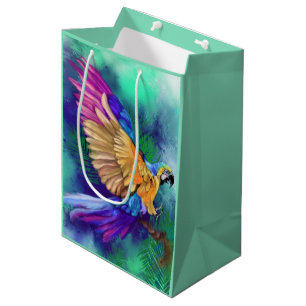 Beautiful Colorful Parrot Gift Bag Mittlere Geschenktüte