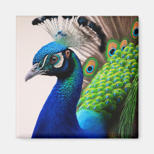 Beautiful Colorful Peacock Pfau Bird Houses Magnet