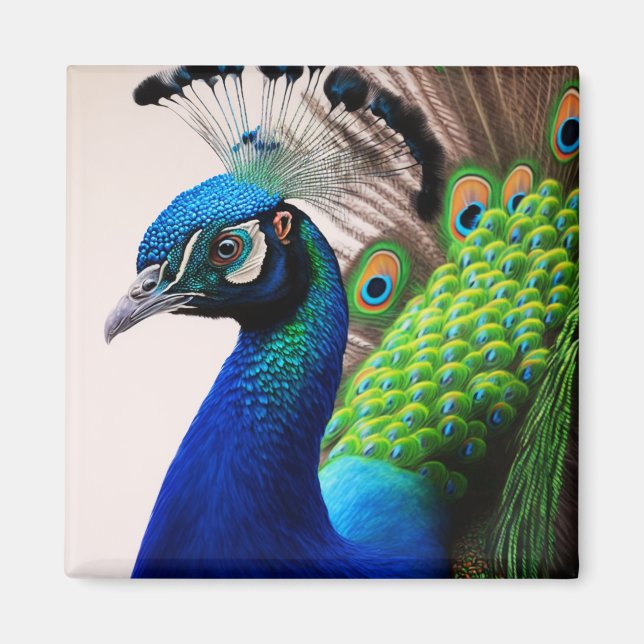 Beautiful Colorful Peacock Pfau Bird Houses Magnet (Vorne)