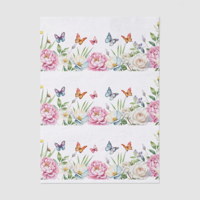 Beautiful Colorful Wildflowers & Butterflies Seidenpapier (Vorderseite)