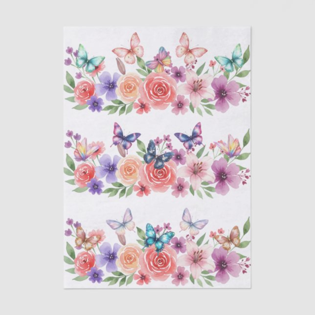 Beautiful Colorful Wildflowers & Butterflies Seidenpapier (Vorderseite)