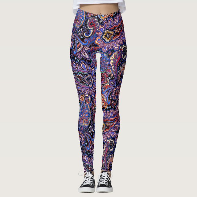 Beautiful, Cool Puprle Lavender Paisley Design Leggings (Vorderseite)