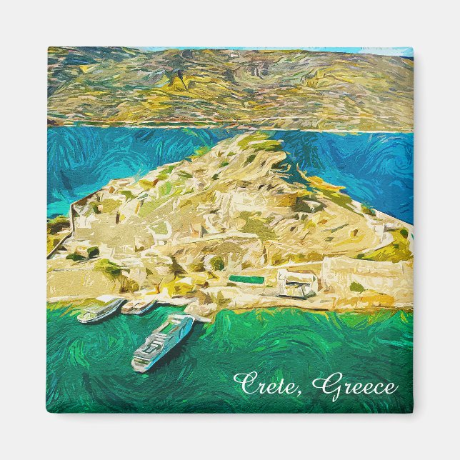 Beautiful Crete Greece Scenery Oil Paint Magnet (Vorne)