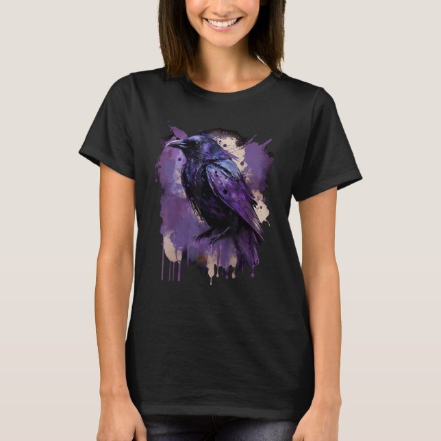 Beautiful Crow Raven Bird Lila Stain Men W T-Shirt (Vorderseite)
