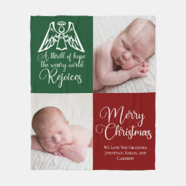 Beautiful Custom Christmas Foto Family Red Green Fleecedecke