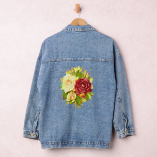 Beautiful Custom Women's Denim Jean Jacket Butterf Jeansjacke