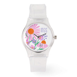 Beautiful Daisies benutzerdefinierte Monogramm-Uhr Armbanduhr