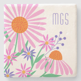 Beautiful Daisies kundenspezifische Monogramm Unte Steinuntersetzer