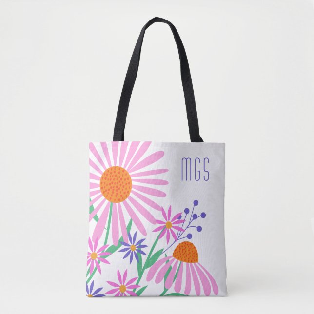 Beautiful Daisis Custom Monogramm Taschen (Vorderseite)