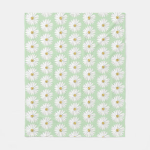 Beautiful Daisy Blume auf Light Green Fleecedecke