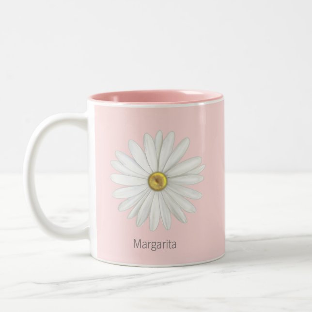Beautiful Daisy Blume auf Light Pink Zweifarbige Tasse (Links)