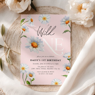 Beautiful Daisy Wild One Girl 1. Geburtstag Einlad Einladung