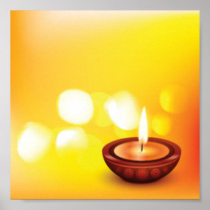 Beautiful diwali diya illustration poster