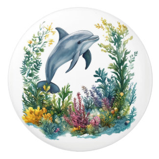 Beautiful Dolphin Door Knob - Ceramic Keramikknauf