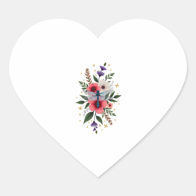 Beautiful Dragonfly Watercolor Art Insect Lover Ea Herz-Aufkleber (Vorderseite)