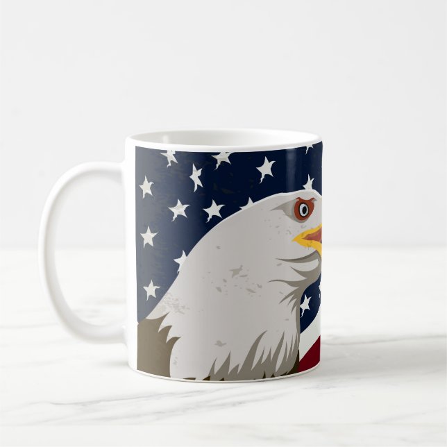 Beautiful Eagle & USA Flag Coffee Tasse (Links)