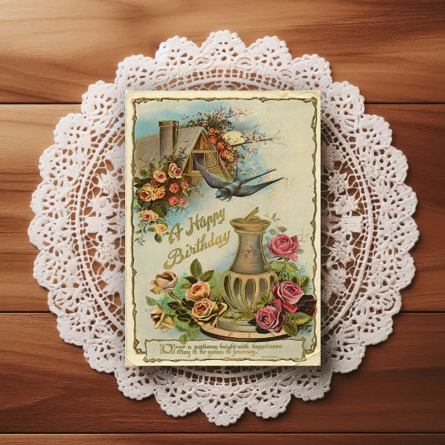 Beautiful Early 1900's Vintage Birthday Greeting Postkarte (Von Creator hochgeladen)