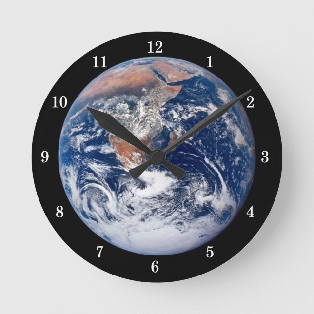 Beautiful Earth from Space Wallclock Runde Wanduhr (Vorderseite)