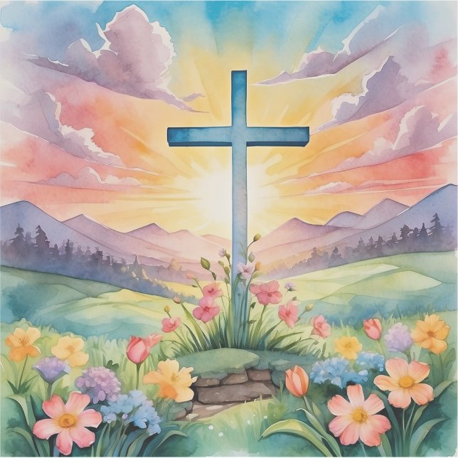 Beautiful Easter Watercolor Art Aufkleber (Vorderseite)