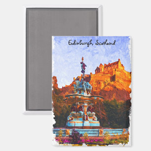 Beautiful Edinburgh Castle Watercolor Magnet