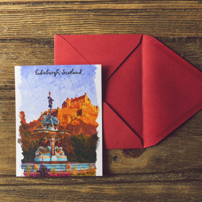 Beautiful Edinburgh Castle Watercolor Postkarte (Beautiful Edinburgh Scotland Castle Watercolor Postcard)